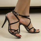 Women's Shoes 2025 New Buckle Strap Women's Sandals Fashion Narrow Band Office and Career Summer Plus Size Solid Heeled Sandals