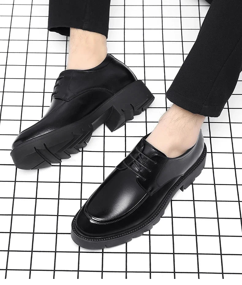 8-10cm Height Increasing Shoes for Men Summer Autumn Inside High Shoes Men's Hollow Business Dress Men's Elevator Leather Shoes