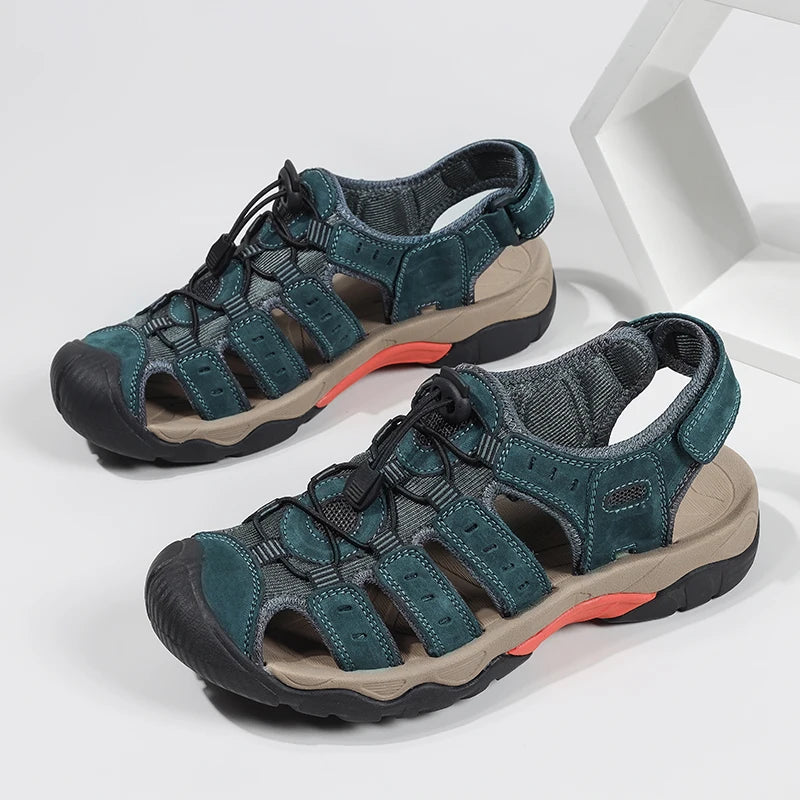 New Men's Sandals Soft Genuine Leather Sandals Shoes Men Large Size Outdoor Summer Shoes Comfort Beach Sandals Roman Men Shoes