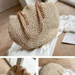 Summer Round Straw Bags for Women Rattan Shoulder Bag Travel Handmade Woven Beach Handbags Female Large Capacity Totes Bag