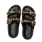 High Quality Leopard Metal Buckle Design Women Slippers Sexy Comfort Non Slip Slide Sandals Summer Size 43 Platform Flip Flops