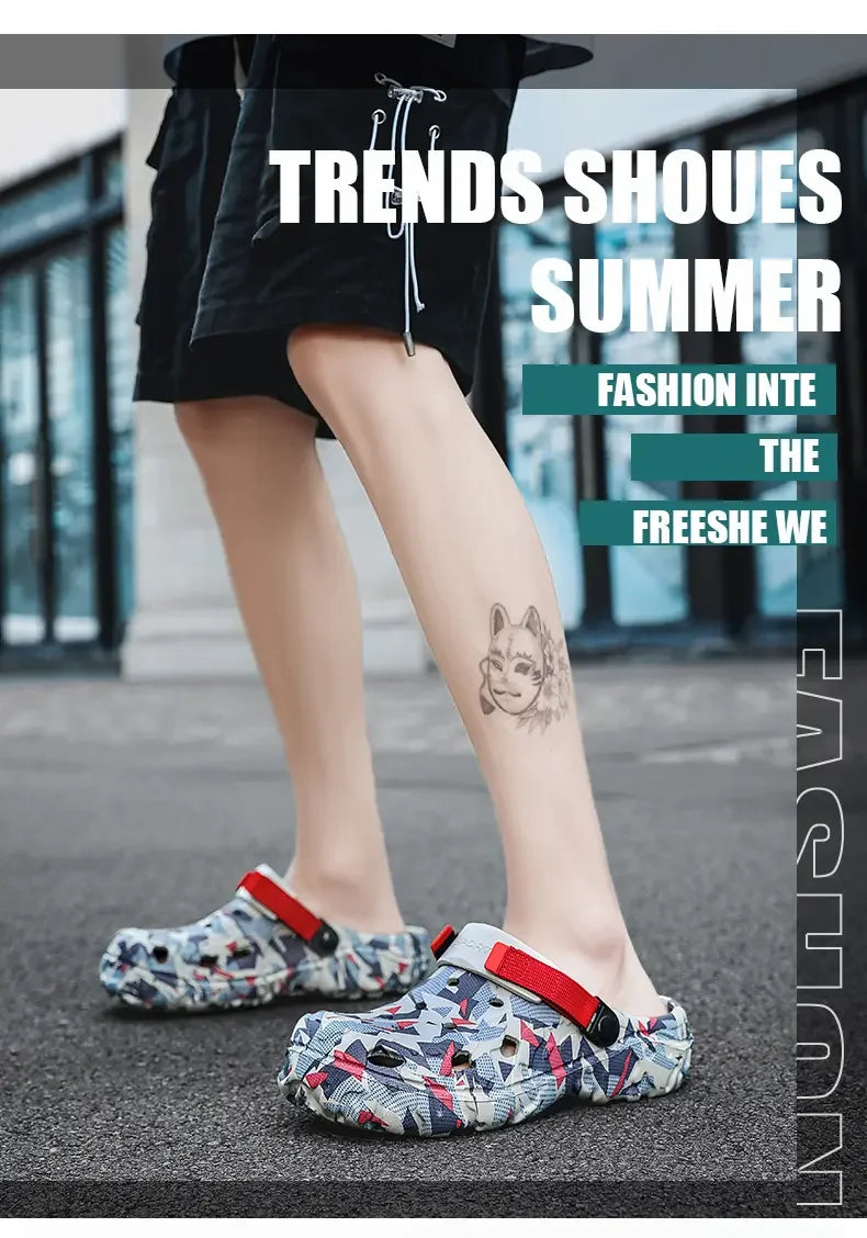 New Men's Clogs Slippers Sandal | Men Garden Shoes | Flat Camouflage Sandals | Male Sneakers Outdoor Flip Flops | Home Clogs