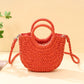 Handwoven Straw Rattan Half-Moon Beach Handbag Large Capacity Women Summer Hollow Out Crossbody Shoulder Bag