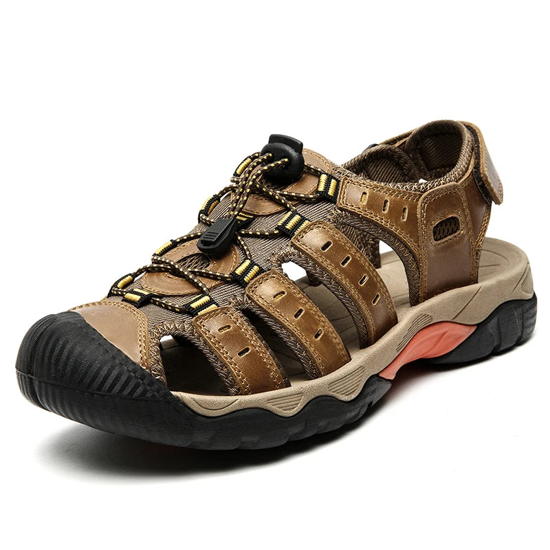 New Men's Sandals Soft Genuine Leather Sandals Shoes Men Large Size Outdoor Summer Shoes Comfort Beach Sandals Roman Men Shoes