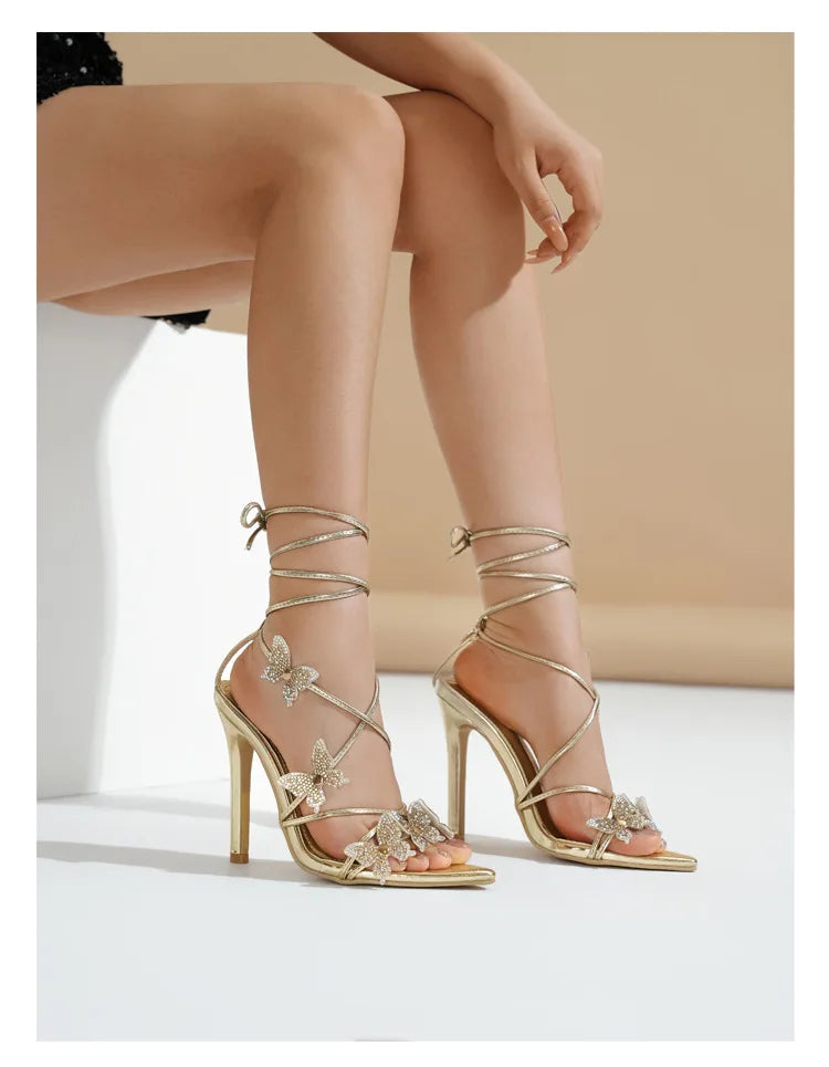 High Heels Shoes For Women Summer 2025 New Bow Tie Strap French sandals