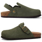 Crestar Women's Suede Clogs with Adjustable Strap Fashion Cork Footbed Genuine Leather Mules Outdoof New Slip on Potato Shoes