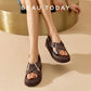 BEAUTODAY Platform Sandals Women Polished Cow Leather Open Toe Cross-tied Solid Metal Strap Summer Ladies Shoes Handmade 38250