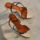 Liyke Summer Fashion Buckle Open Toe Slip On Back Strap Sandals Women Black White High Heels Wedding Prom Shoes Zapatos Mujer