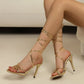 Women's Sexy Gold Open Toe Sandals For Party With Criss-cross Straps , High Heels, Comfortable,Thick Heels