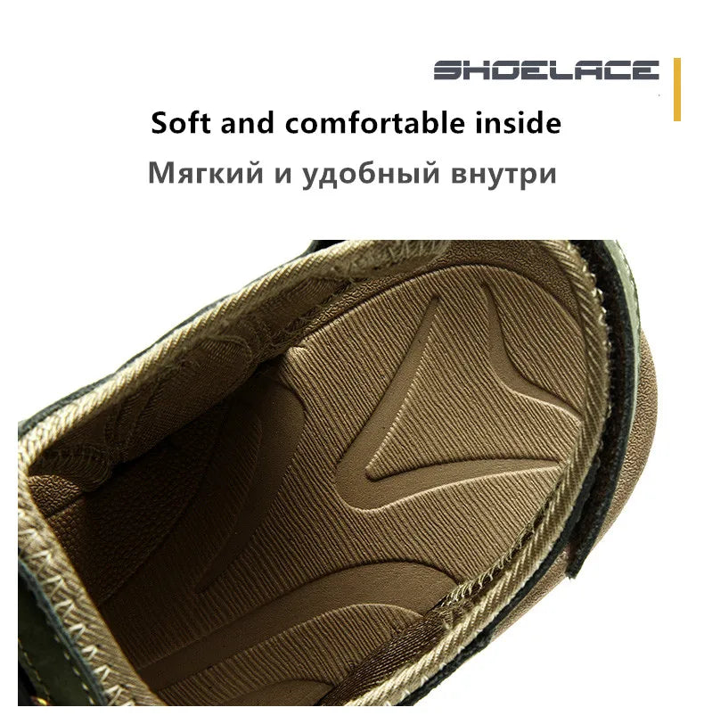 New Men's Sandals Soft Genuine Leather Sandals Shoes Men Large Size Outdoor Summer Shoes Comfort Beach Sandals Roman Men Shoes