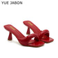 Black Red High Heel Sandals Women Open Toe Slingback Sandals Female Pumps Square Toe Summer Simple Designer Heeled Sandals