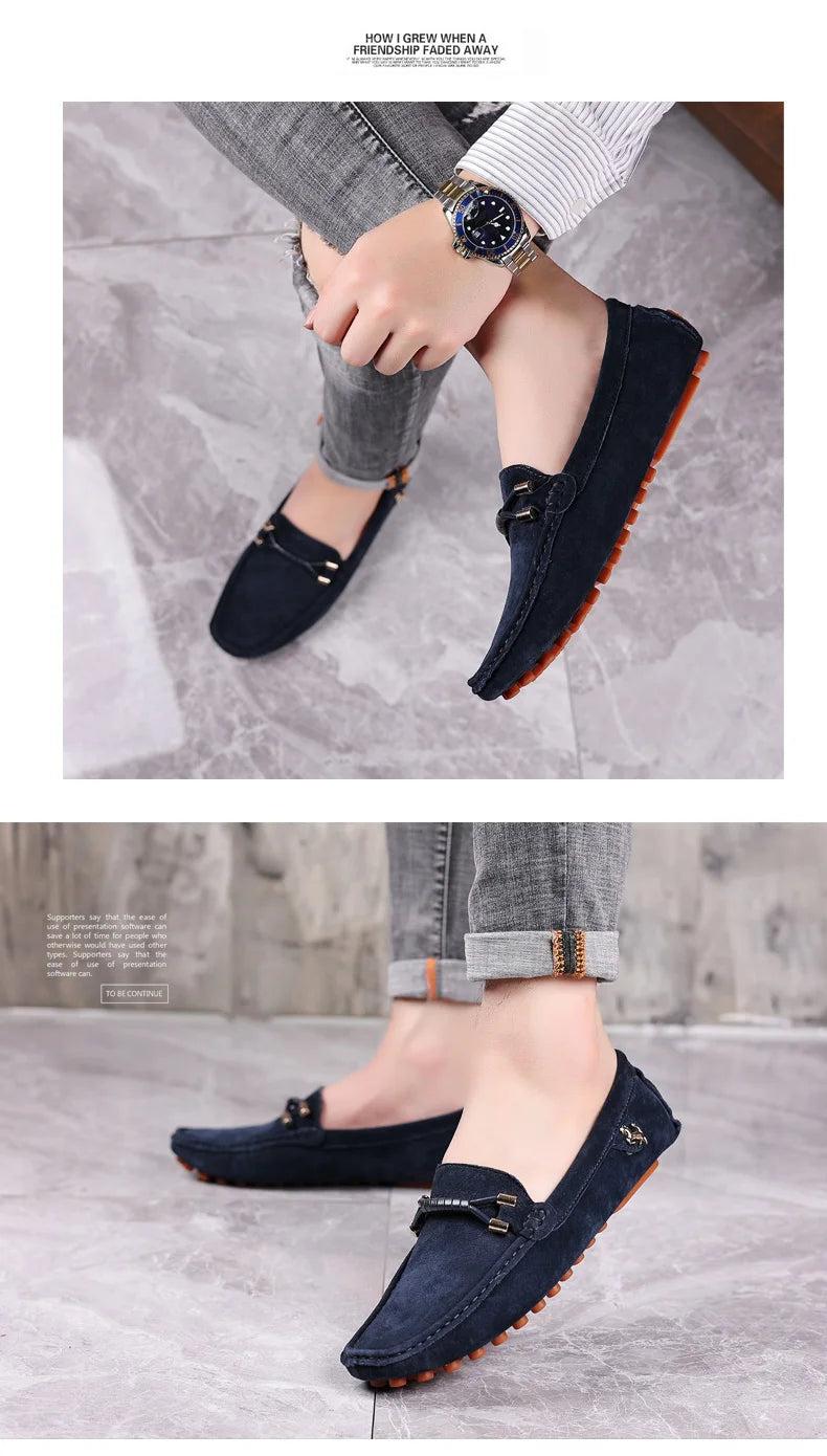 Men Suede Leather Loafers Shoes | Slip on Non-slip Driving Loafers for Men