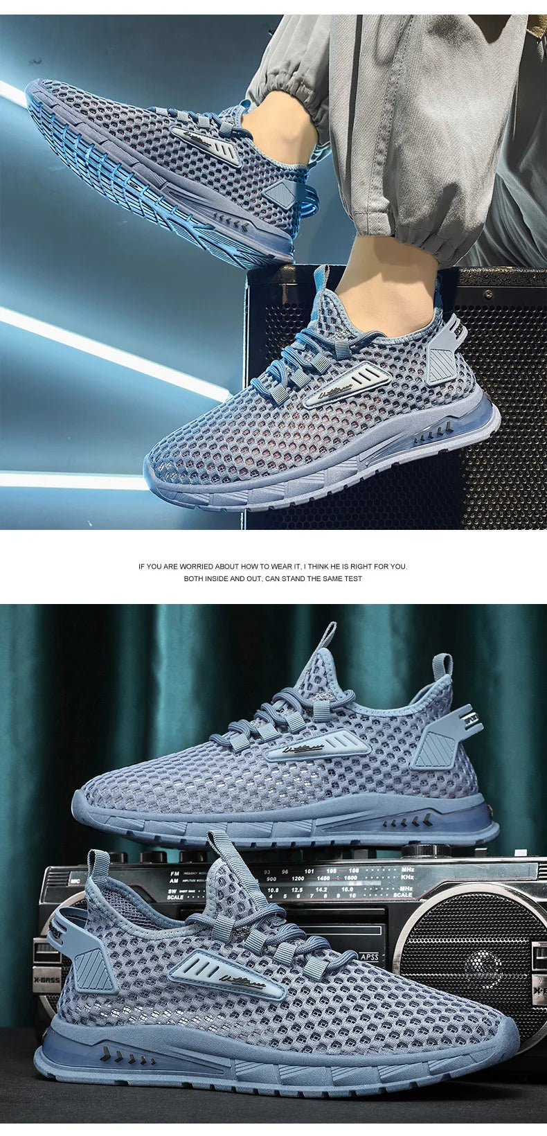 Men's Shoes Summer Hollow Mesh Breathable Shoes Men Casual Sports Running Sneakers Fashion Comfortable Mens Beach Shoes