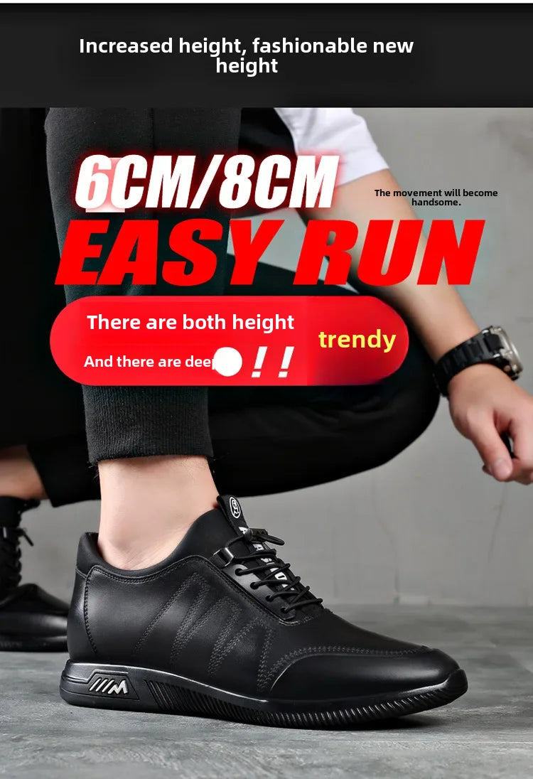 Invisible Height Increasing Leather Shoes