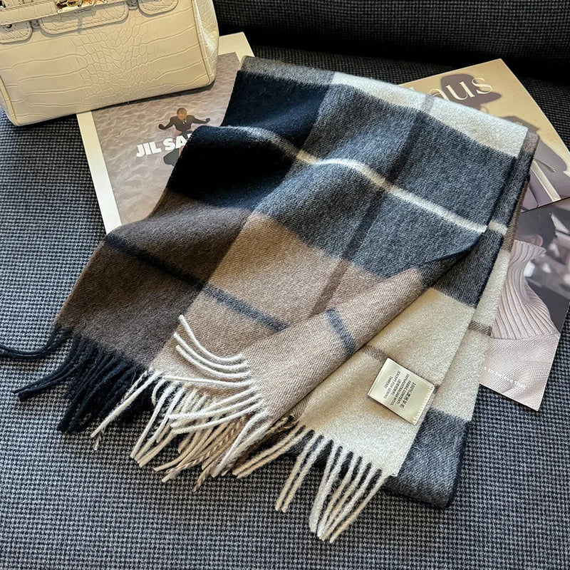 High-Quality 100% Wool Scarf | Women's Classic Soft Cashmere Muffler | EnigmaParis