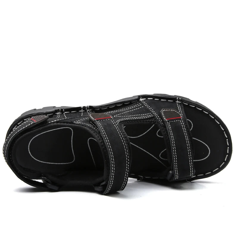 Outdoor Leather Men Sandals Summer Casual Shoes For Men Beach Sandals Soft Breathable Men Shoes Plus Size 38-48