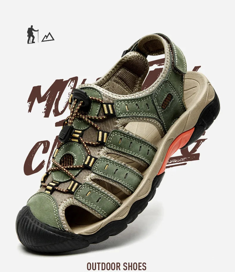 New Men's Sandals Soft Genuine Leather Sandals Shoes Men Large Size Outdoor Summer Shoes Comfort Beach Sandals Roman Men Shoes