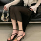 Summer Fashion Metal Buckle Narrow Band Sandals Women Band Open Toe Thin Low Heel Gladiator Party Shoes Zapatos De Mujer