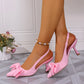 Summer Bow Wrapped Stiletto Sandals Women's Fashion Pointed Toe Shallow Mouth Slip Foot Anti-Slip Wear-Resistant High Heels