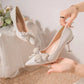 Pumps with Bow on Heeled Wedding Bride Shoe High Heels Shoes for Women Pointed Toe Woman PumpsLoafers Stilito Beau Today Lastest