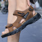 Summer Men's Leather Sandals Outdoor Resort Beach Shoes Soft Rubber Lightweight Hiking Shoes Anti-slip Wear-resistant Flip Flops
