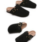 2023 New Concise Retro Outside Flat with Women's Slippers Mules Modern Sandals Buckle Shoes Strap Autumn Winter