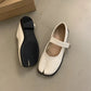 SUOJIALUN Autumn Women Flat Shoes Fashion Split Toe Flat Heel Laofer Shoes Shallow Soft Leather Casual Outdoor Mary Jane Shoes