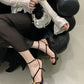 Summer Fashion Metal Buckle Narrow Band Sandals Women Band Open Toe Thin Low Heel Gladiator Party Shoes Zapatos De Mujer