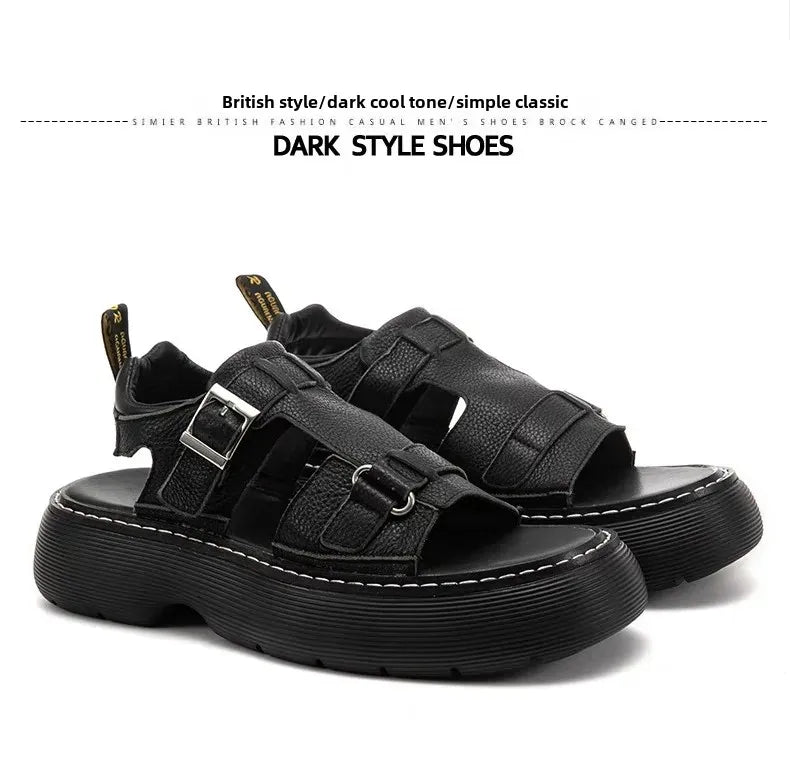 Men's Fashionable Genuine Leather Sandals 2023 Summer New Style Casual Sports Shoes Soft Bottom Anti-Slip Slippers