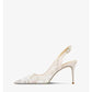 Brand Designer White Women Wedding Pumps Mesh Embroidered Flowers Back Strap Sexy Slingback High Heel Dress Shoes for Ladies