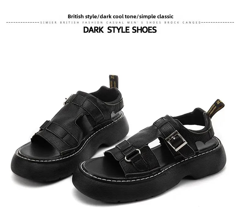 Men's Fashionable Genuine Leather Sandals 2023 Summer New Style Casual Sports Shoes Soft Bottom Anti-Slip Slippers