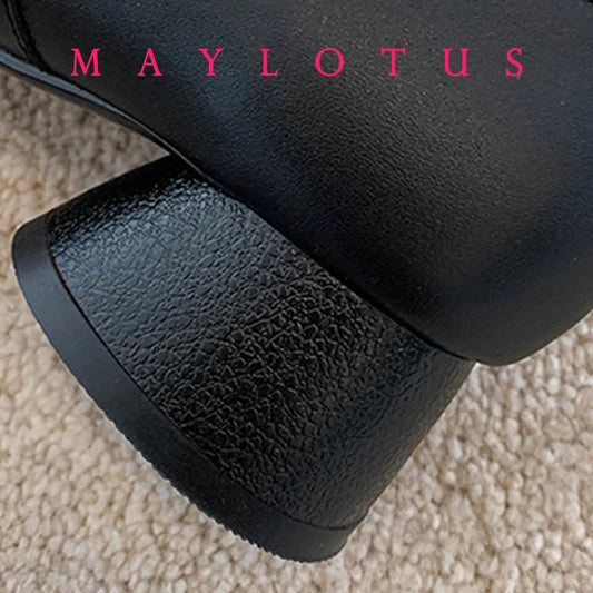 Split Toe 3cm Heel Tabi  Shoes Slip On Leather Comfy Shoes Soft Bottom solid Ladies Moccasins with Bowknot