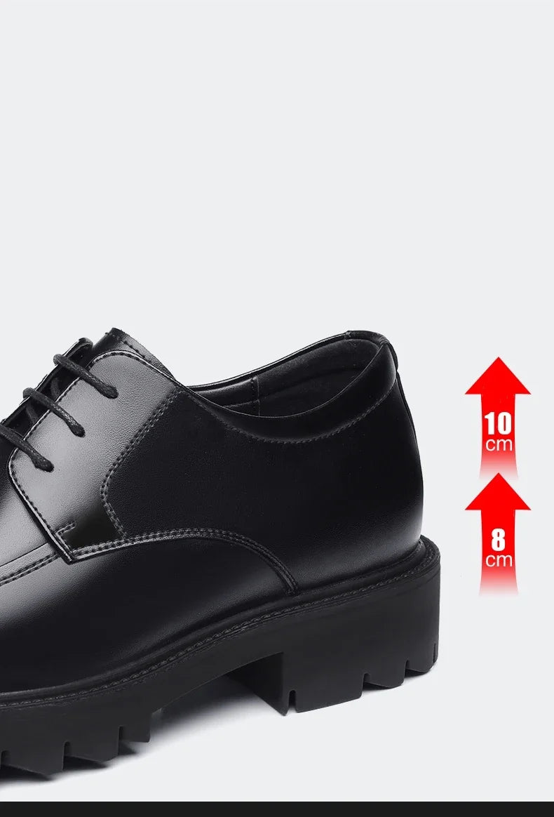 8-10cm Height Increasing Shoes for Men Summer Autumn Inside High Shoes Men's Hollow Business Dress Men's Elevator Leather Shoes