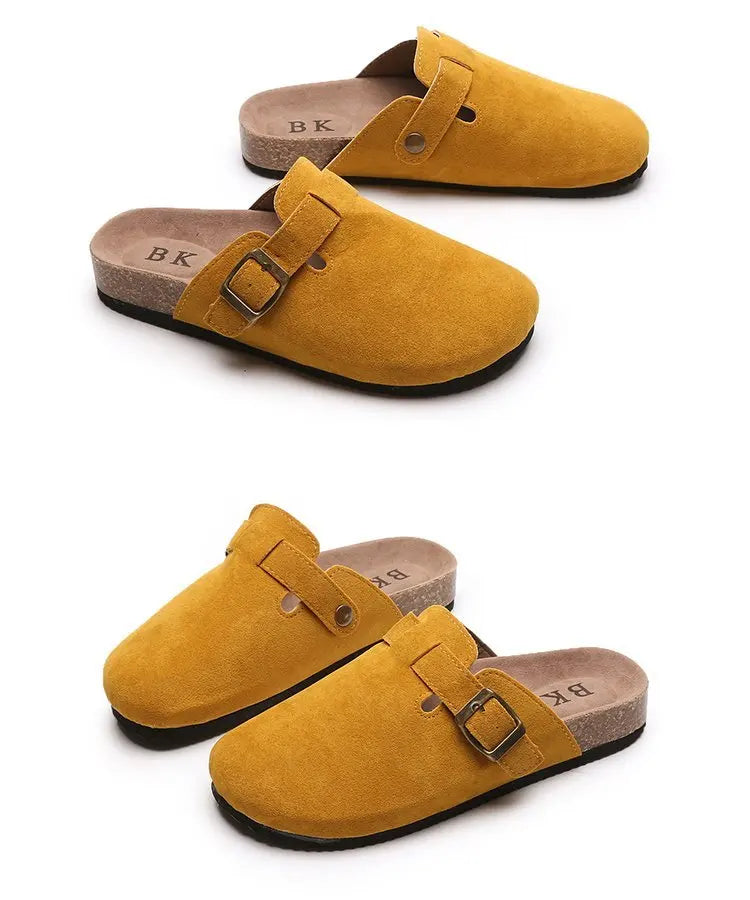 2023 New Concise Retro Outside Flat with Women's Slippers Mules Modern Sandals Buckle Shoes Strap Autumn Winter