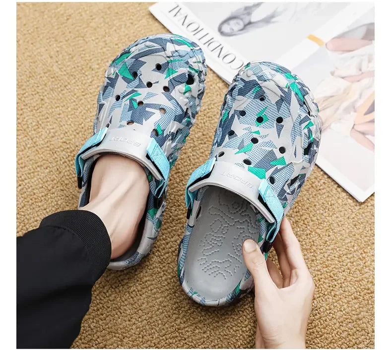 New Men's Clogs Slippers Sandal | Men Garden Shoes | Flat Camouflage Sandals | Male Sneakers Outdoor Flip Flops | Home Clogs