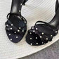 2025 new Polka dot black and white with a group of high heels with sandals women's high heels go out light sexy women's shoes