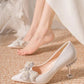 Pumps with Bow on Heeled Wedding Bride Shoe High Heels Shoes for Women Pointed Toe Woman PumpsLoafers Stilito Beau Today Lastest