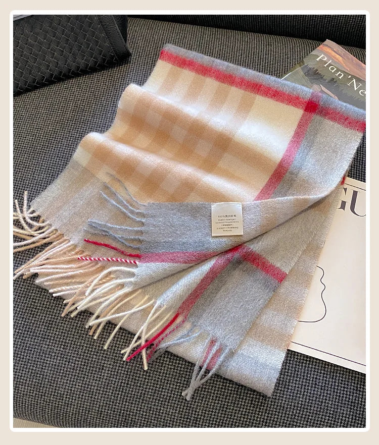 High-Quality 100% Wool Scarf | Women's Classic Soft Cashmere Muffler | EnigmaParis