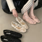 2025 Spring Lace Women Mary Jane Shoes Fashion Slip On Comfort Street Style Soft Sole Female Dress Flats Shoes