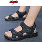 Summer Men's Leather Sandals Outdoor Resort Beach Shoes Soft Rubber Lightweight Hiking Shoes Anti-slip Wear-resistant Flip Flops