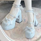 Bow Women Heeled Sandals Platform Mary Jane Shoes Woman Summer 2025 Trend Lolita Elegant Dress Chunky Pumps Zapatillas De Mujer