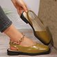 Leather Toe Cap Sandals for Women 2024 New Flat Bottomed Square Toe Single Shoes, Retro Exterior Wear, Anti Slip Beach Slippers