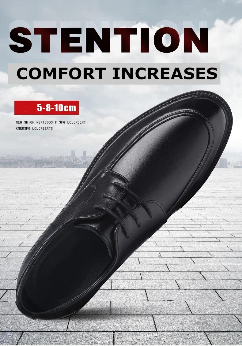 8-10cm Height Increasing Shoes for Men Summer Autumn Inside High Shoes Men's Hollow Business Dress Men's Elevator Leather Shoes
