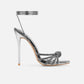 Liyke 2025 New Arrival Silver Crystal Narrow Band Women's Sandals Summer Party Wedding Prom Shoes Platform Open Toe High Heels