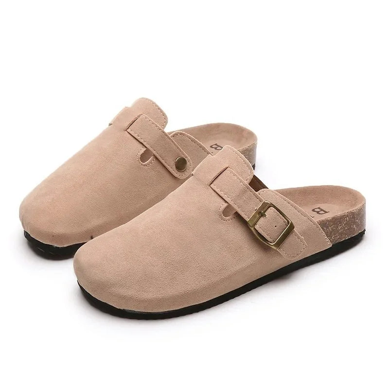 2023 New Concise Retro Outside Flat with Women's Slippers Mules Modern Sandals Buckle Shoes Strap Autumn Winter