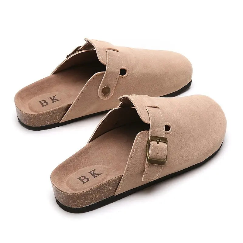 2023 New Concise Retro Outside Flat with Women's Slippers Mules Modern Sandals Buckle Shoes Strap Autumn Winter
