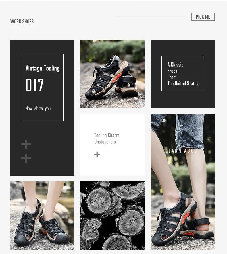 New Men's Sandals Soft Genuine Leather Sandals Shoes Men Large Size Outdoor Summer Shoes Comfort Beach Sandals Roman Men Shoes