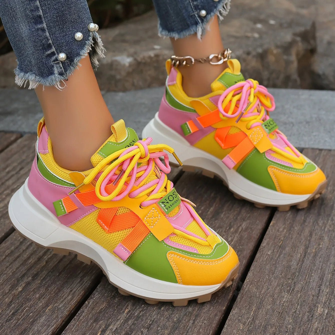 New Women Sneakers Mesh Breathable Platform Sneakers Women Casual Lace Up Outdoor Women Shoes Low Top Sneakers Zapatos De Mujer