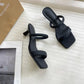 Open Toe High Heeled Sandals Women's 2023 Summer New Square Head Thick Heel Mid-heel Slippers