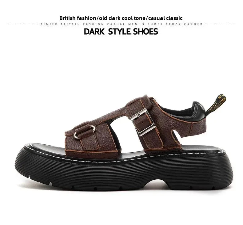 Men's Fashionable Genuine Leather Sandals 2023 Summer New Style Casual Sports Shoes Soft Bottom Anti-Slip Slippers